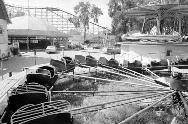 Walled Lake Amusement Park (Walled Lake Park) - Rides With Roller Coaster Behind